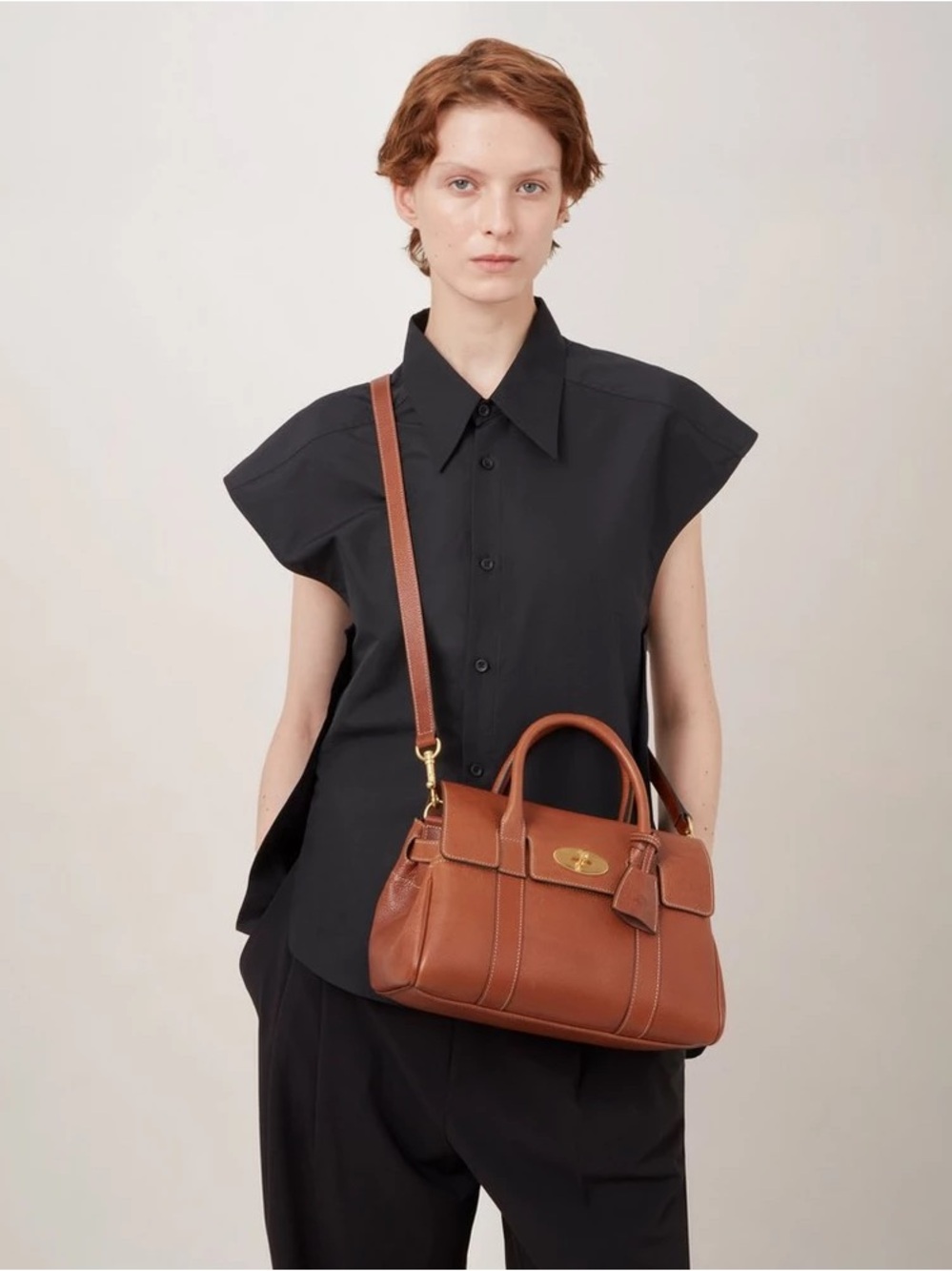 Mulberry Classic Oak Brown NVT Leather Small Bayswater Satchel Crossbody Bag - Picture 2 of 15